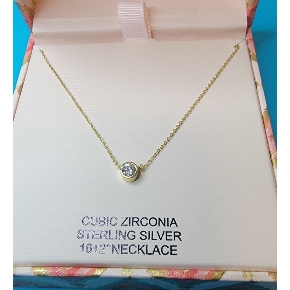 New Rachel Zoe Cubic Zirconia Sterling Silver Necklace